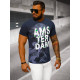 Dark blue shirt for men Amsterdam O/T128/25Z - T-shirt Dark blue shirt for men Amsterdam O/T128/25Z
