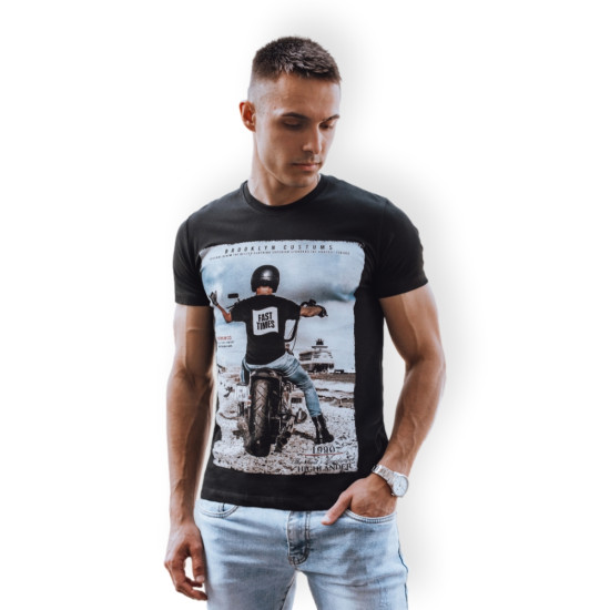 Vyriški juodi marškinėliai Motocycle RX5549 - Marškinėliai Vyriški juodi marškinėliai Motocycle RX5549