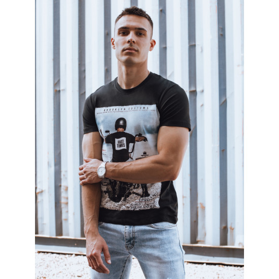 Vyriški juodi marškinėliai Motocycle RX5549 - Marškinėliai Vyriški juodi marškinėliai Motocycle RX5549