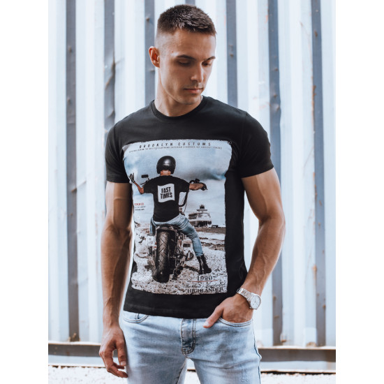 Vyriški juodi marškinėliai Motocycle RX5549 - Marškinėliai Vyriški juodi marškinėliai Motocycle RX5549