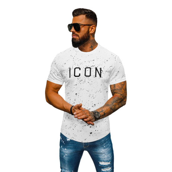 Vyriški balti marškinėliai Icon O/P1289Z - Marškinėliai Vyriški balti marškinėliai Icon O/P1289Z