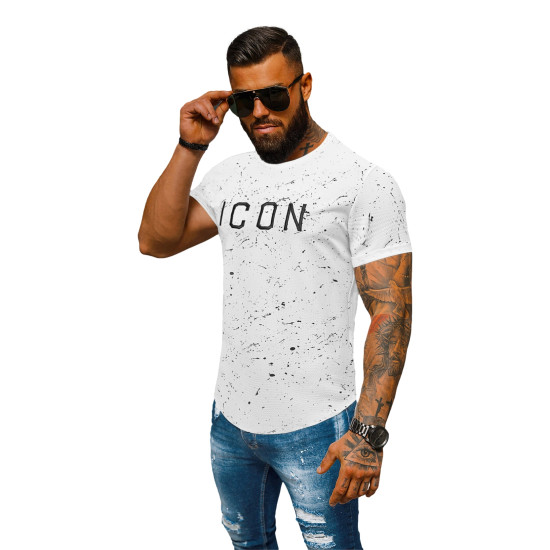 Vyriški balti marškinėliai Icon O/P1289Z - Marškinėliai Vyriški balti marškinėliai Icon O/P1289Z