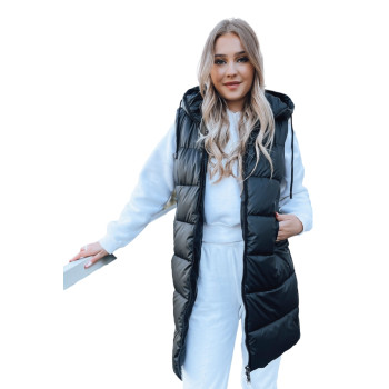 Длинный чёрный жилет с капюшоном Far