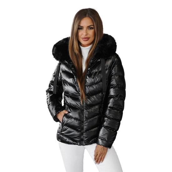 Juoda blizgi moteriška striukė Alexa JS/5M3138/392AZ - Moterims Juoda blizgi moteriška striukė Alexa JS/5M3138/392AZ