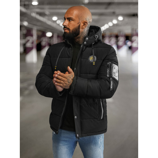 Men's black winter jacket Lorenzo JS/57M7503/392 - Men's Jackets and Coats Men's black winter jacket Lorenzo JS/57M7503/392