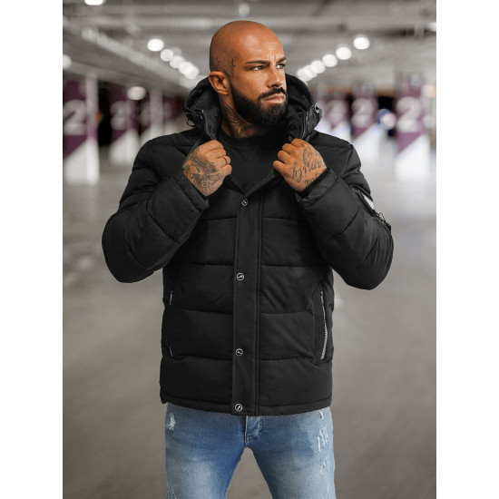 Men's black winter jacket Lorenzo JS/57M7503/392 - Men's Jackets and Coats Men's black winter jacket Lorenzo JS/57M7503/392
