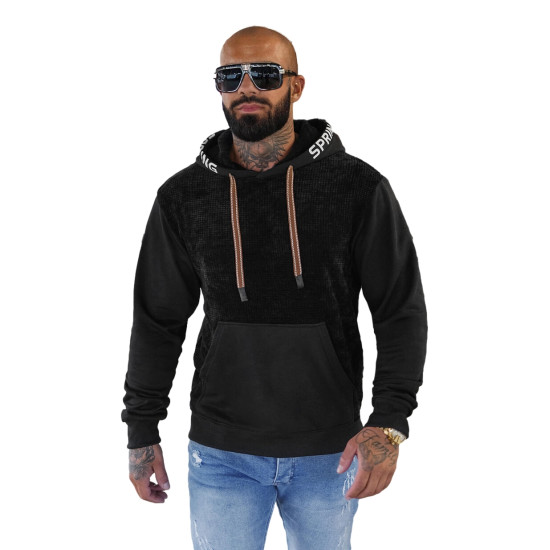 Men's black hooded jumper Carl O/3C505 - For men Men's black hooded jumper Carl O/3C505