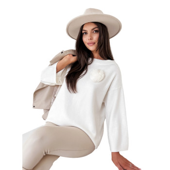 Biały sweter damski oversize Justi