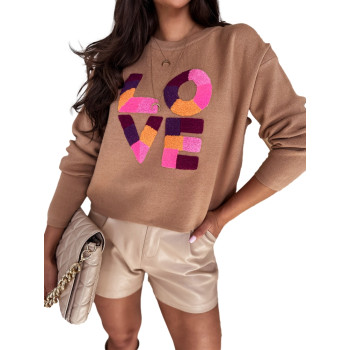 Brązowy sweter damski oversize Love