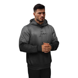 Tamsiai pilkas-juodas vyriškas džemperis su gobtuvu Milen