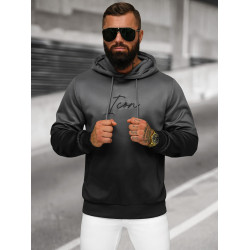 Tamsiai pilkas-juodas vyriškas džemperis su gobtuvu Milen