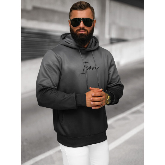 Tummanharmaa-musta miesten hupparihuppari Milen JS/27B6501/5 - Miesten villapaidat| Villapaidat verkossa Tummanharmaa-musta miesten hupparihuppari Milen JS/27B6501/5