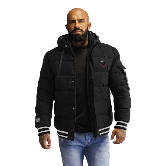 Juoda vyriška dygsniuota striukė Aibel JS/57M7501/392 - Vyriškos Striukės ir Paltai Juoda vyriška dygsniuota striukė Aibel JS/57M7501/392