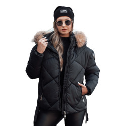 Moteriška juoda dygsniuota žieminė striukė Sisi