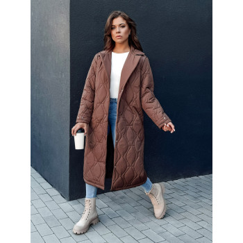 Женское коричневое пальто в клетку Dify