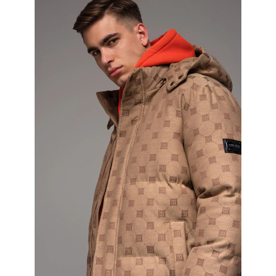 Men's brown winter jacket Emio V2 OM-JAHP-0195 - Men's Jackets and Coats Men's brown winter jacket Emio V2 OM-JAHP-0195