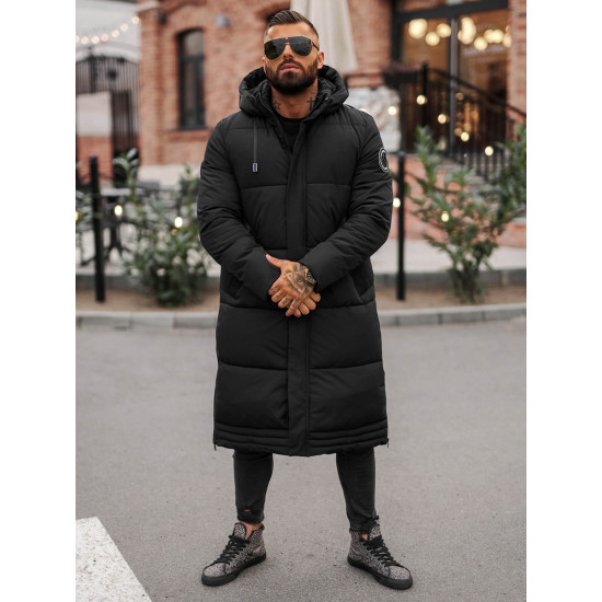 Miesten musta talvitakki Bruno JS/19M1290/392 - Miesten takit ja takit Miesten musta talvitakki Bruno JS/19M1290/392