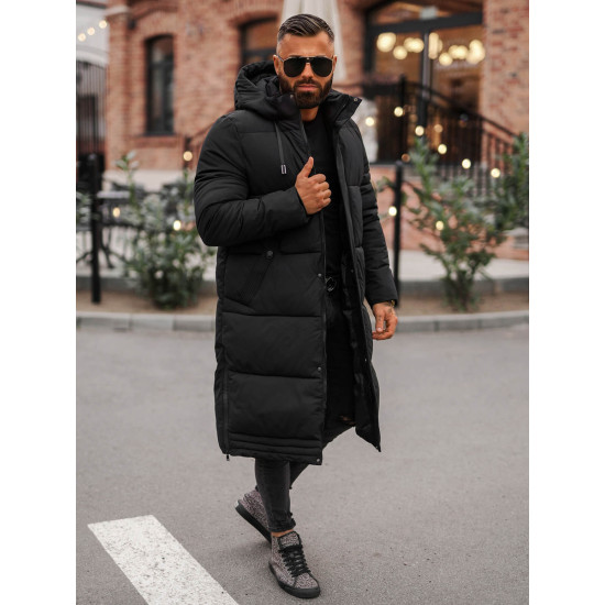 Miesten musta talvitakki Bruno JS/19M1290/392 - Miesten takit ja takit Miesten musta talvitakki Bruno JS/19M1290/392