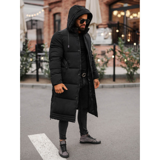 Miesten musta talvitakki Bruno JS/19M1290/392 - Miesten takit ja takit Miesten musta talvitakki Bruno JS/19M1290/392