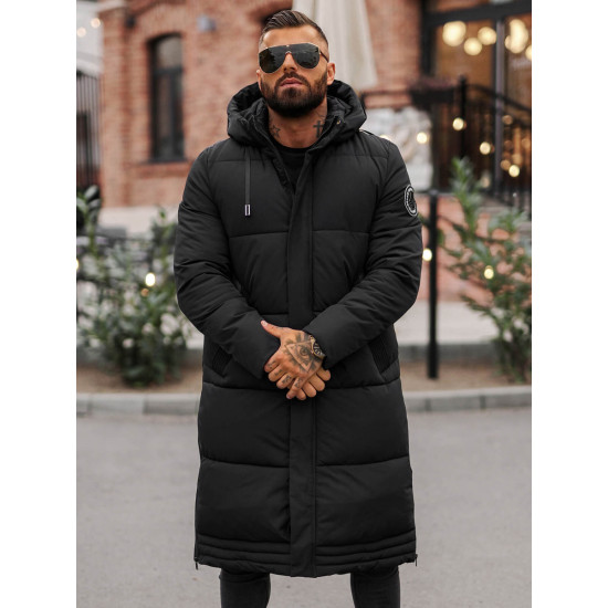 Miesten musta talvitakki Bruno JS/19M1290/392 - Miesten takit ja takit Miesten musta talvitakki Bruno JS/19M1290/392