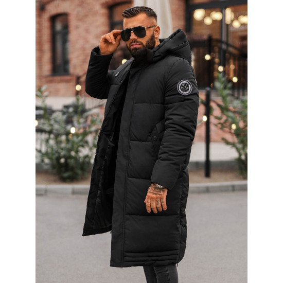 Miesten musta talvitakki Bruno JS/19M1290/392 - Miesten takit ja takit Miesten musta talvitakki Bruno JS/19M1290/392