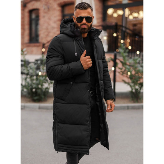Miesten musta talvitakki Bruno JS/19M1290/392 - Miesten takit ja takit Miesten musta talvitakki Bruno JS/19M1290/392