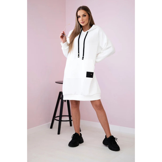 Balta suknelė su gobtuvu Eva 30860 - Moterims Balta suknelė su gobtuvu Eva 30860