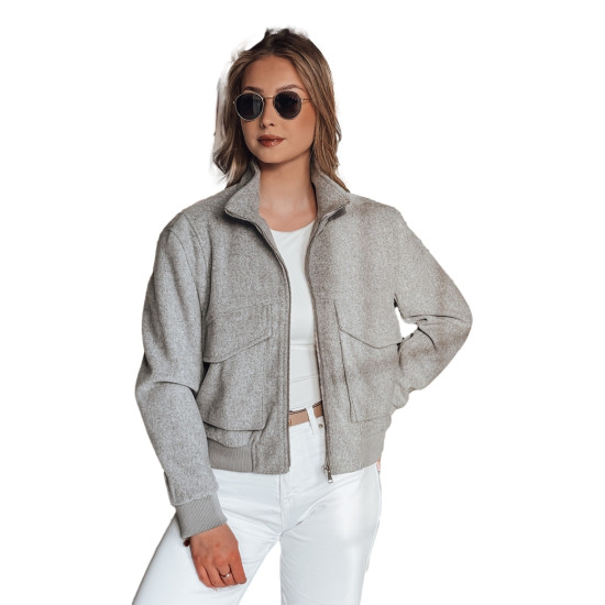 Pilka moteriška oversize bomber striukė Milina TY4792 - Moterims Pilka moteriška oversize bomber striukė Milina TY4792