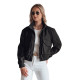 Juoda moteriška oversize bomber striukė Milina TY4791 - Moterims Juoda moteriška oversize bomber striukė Milina TY4791