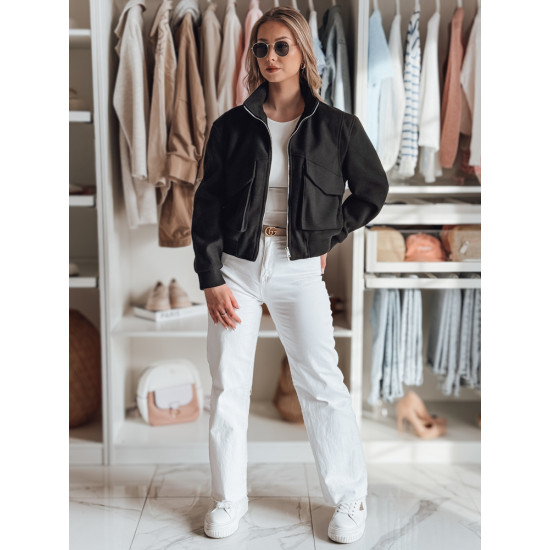 Juoda moteriška oversize bomber striukė Milina TY4791 - Moterims Juoda moteriška oversize bomber striukė Milina TY4791