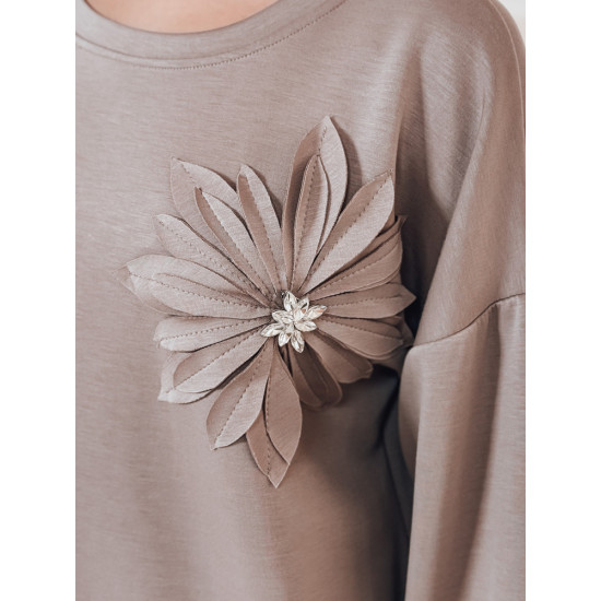 Brązowy sweter damski Flori RY2765 - Skoczki Brązowy sweter damski Flori RY2765