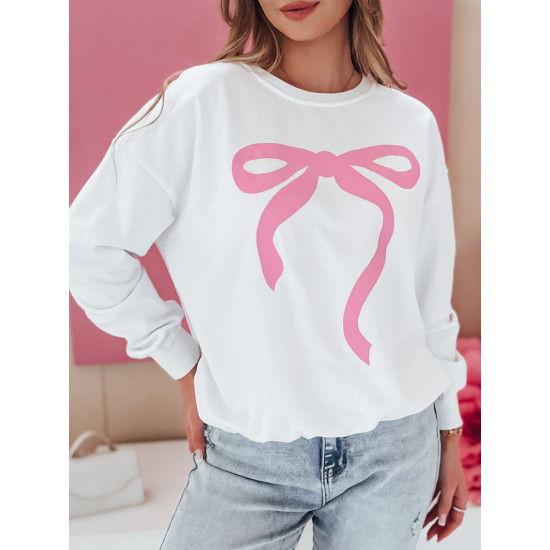 Women's white with pink ribbon jumper Cute BY1358 - Jumpers Women's white with pink ribbon jumper Cute BY1358