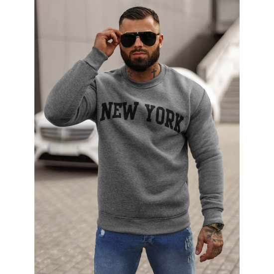 Men's grey hooded jumper New York JS/8B1362/5 - Men's Sweaters| Sweaters online Men's grey hooded jumper New York JS/8B1362/5