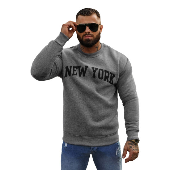 Men's grey hooded jumper New York JS/8B1362/5 - Men's Sweaters| Sweaters online Men's grey hooded jumper New York JS/8B1362/5