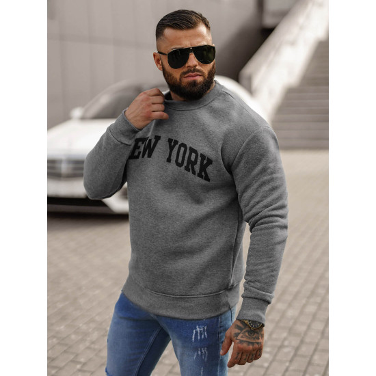 Men's grey hooded jumper New York JS/8B1362/5 - Men's Sweaters| Sweaters online Men's grey hooded jumper New York JS/8B1362/5