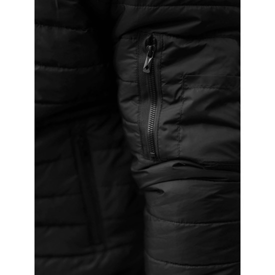 Vyriška dygsniuota juoda striukė Minti 8M1527/392 - Vyriškos Striukės ir Paltai Vyriška dygsniuota juoda striukė Minti 8M1527/392