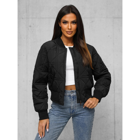 Moteriška juoda bomber stiliaus striukė Morin JS/16M9227/392 - Moterims Moteriška juoda bomber stiliaus striukė Morin JS/16M9227/392