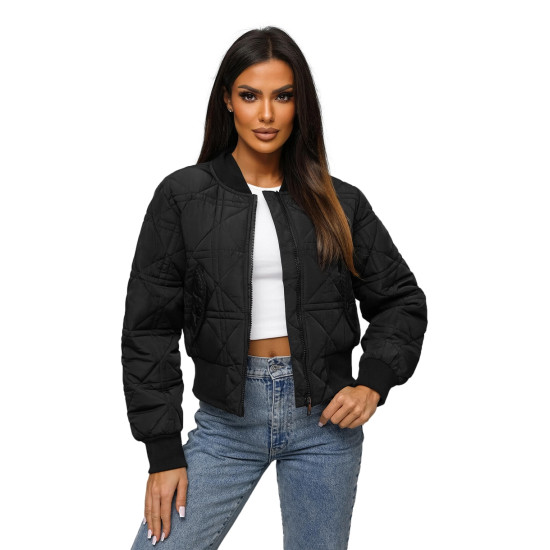 Moteriška juoda bomber stiliaus striukė Morin JS/16M9227/392 - Moterims Moteriška juoda bomber stiliaus striukė Morin JS/16M9227/392