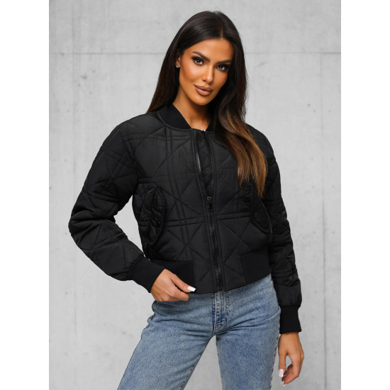 Moteriška juoda bomber stiliaus striukė Morin JS/16M9227/392 - Moterims Moteriška juoda bomber stiliaus striukė Morin JS/16M9227/392