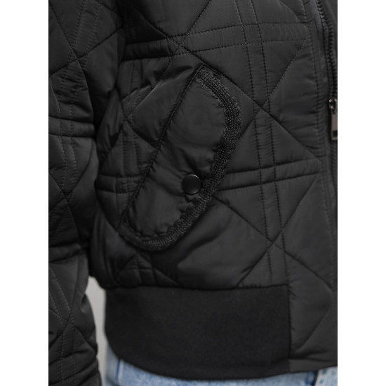 Moteriška juoda bomber stiliaus striukė Morin JS/16M9227/392 - Moterims Moteriška juoda bomber stiliaus striukė Morin JS/16M9227/392