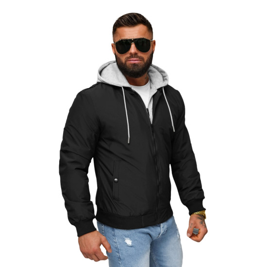 Men's black hooded jacket Eidan JS/84M3031/392 - For men Men's black hooded jacket Eidan JS/84M3031/392