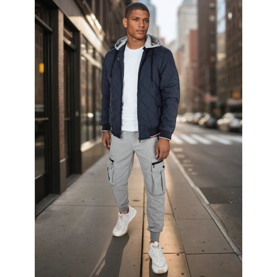 Men's dark blue hooded jacket Stefun TX5012
