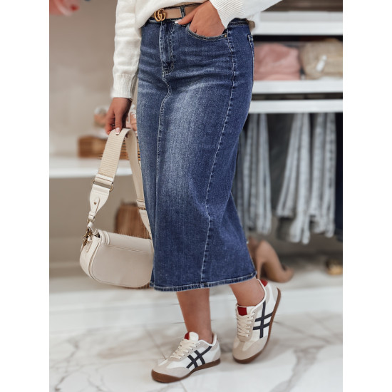 Long denim skirt in dark blue Merita CY0482 - For women Long denim skirt in dark blue Merita CY0482