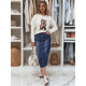 Long denim skirt in dark blue Merita CY0482 - For women Long denim skirt in dark blue Merita CY0482
