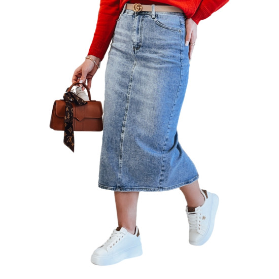 Long denim blue skirt Merita CY0483 - For women Long denim blue skirt Merita CY0483