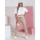 Moteriškos laisvalaikio rusvos slim fit kelnės Sport UY2399 - Džinsai ir Kelnės Moteriškos laisvalaikio rusvos slim fit kelnės Sport UY2399