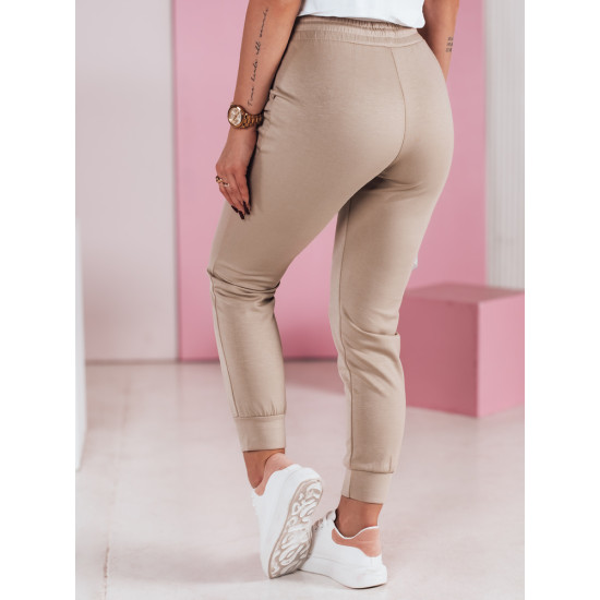 Moteriškos laisvalaikio rusvos slim fit kelnės Sport UY2399 - Džinsai ir Kelnės Moteriškos laisvalaikio rusvos slim fit kelnės Sport UY2399