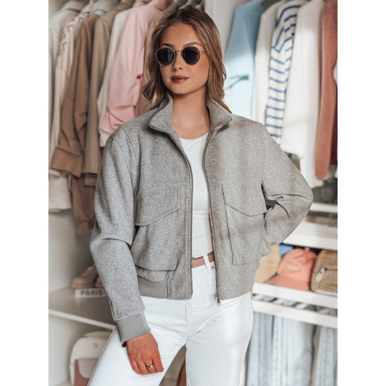 Pilka moteriška oversize bomber striukė Milina TY4792 - Moterims Pilka moteriška oversize bomber striukė Milina TY4792