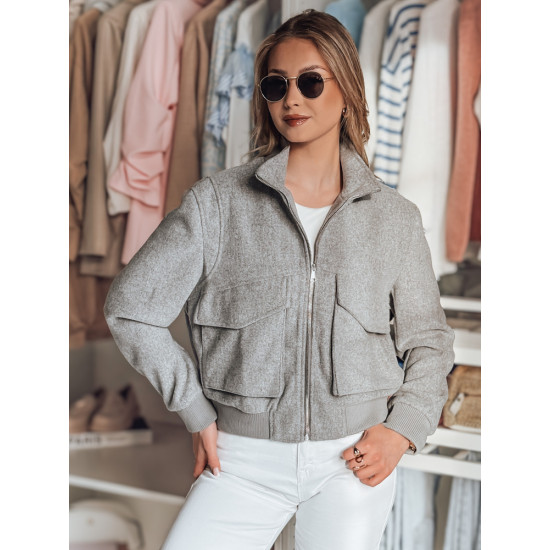 Pilka moteriška oversize bomber striukė Milina TY4792 - Moterims Pilka moteriška oversize bomber striukė Milina TY4792