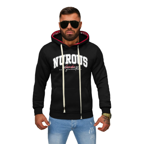 Vyriškas juodas džemperis su gobtuvu Nurous O/TT30510 - Vyriški džemperiai Vyriškas juodas džemperis su gobtuvu Nurous O/TT30510